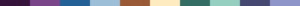Farbpalette für Vinion Edition mit Violett, Blau, Braun, Creme, Grün und Minttönen.